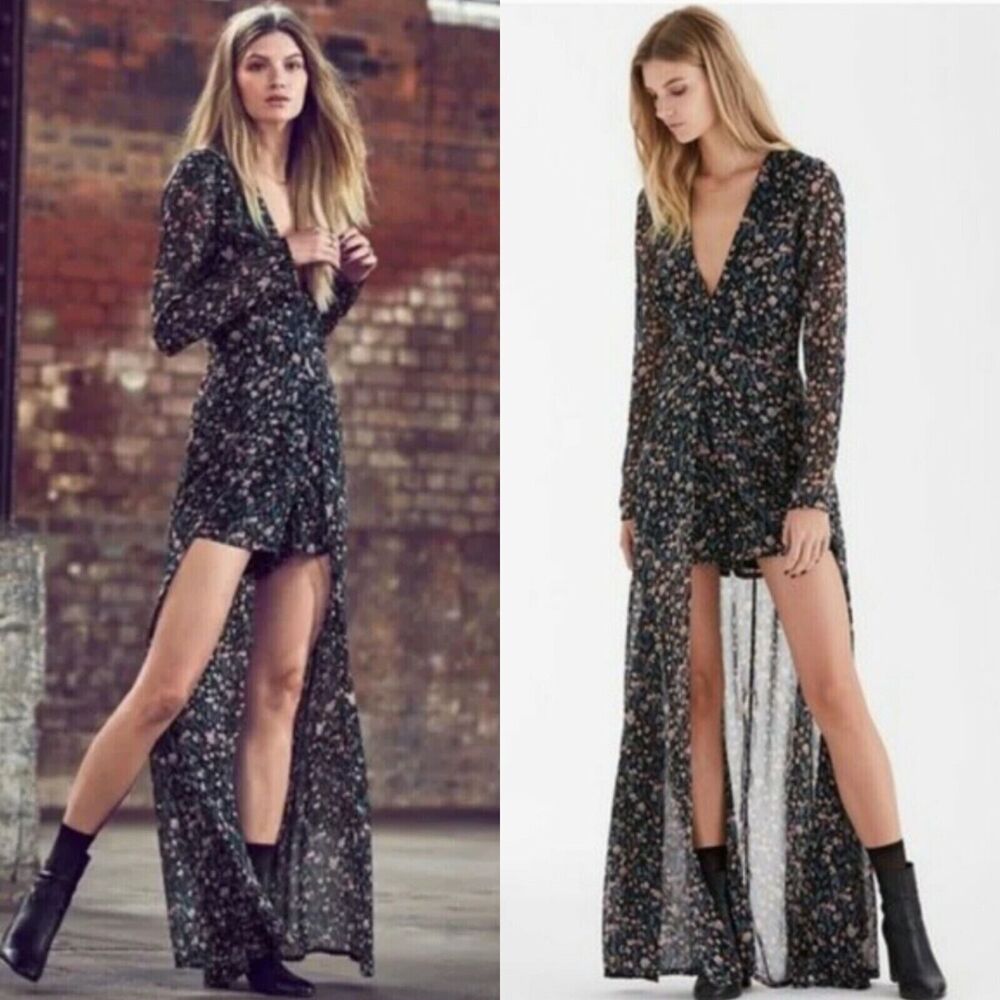 Long Tall Sally CURATD Playsuit Maxi Dusky Tulip Floral Women's 14 Romper Flowy